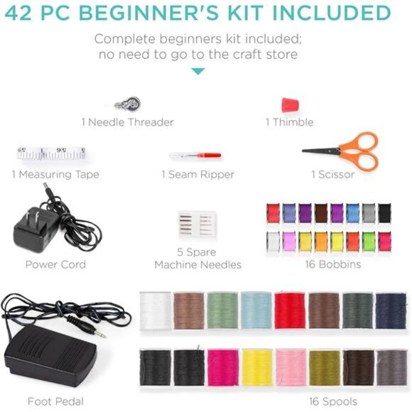 Best Choice Products Compact Sewing Machine, 42-Piece Beginners Kit - Picture 2 of 8